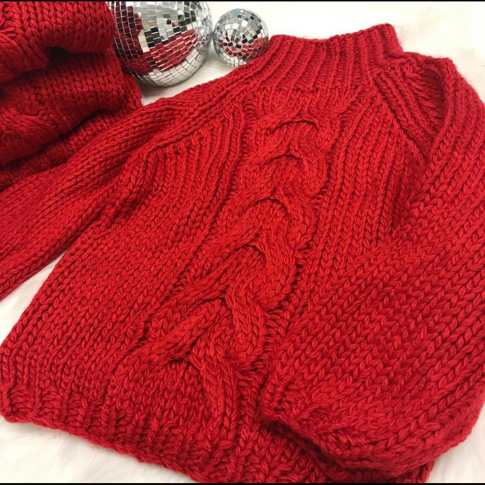 Red Chunky Knit Sweater